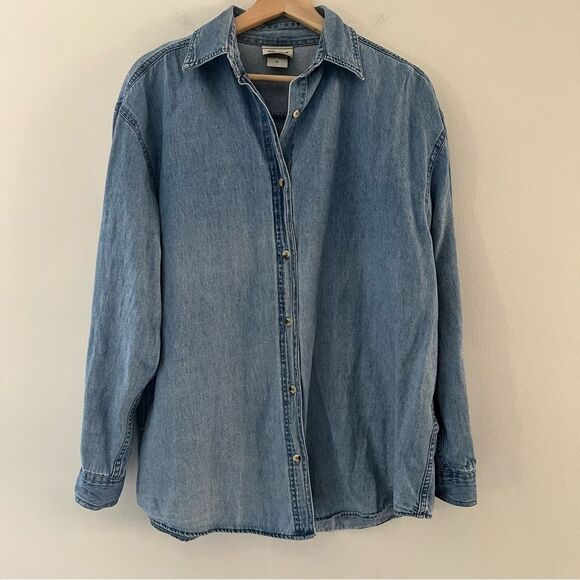 Vintage Denim Shirt Sunflower Handpainted Size Large Boho Artsy Unique Kansas - Picture 3 of 9